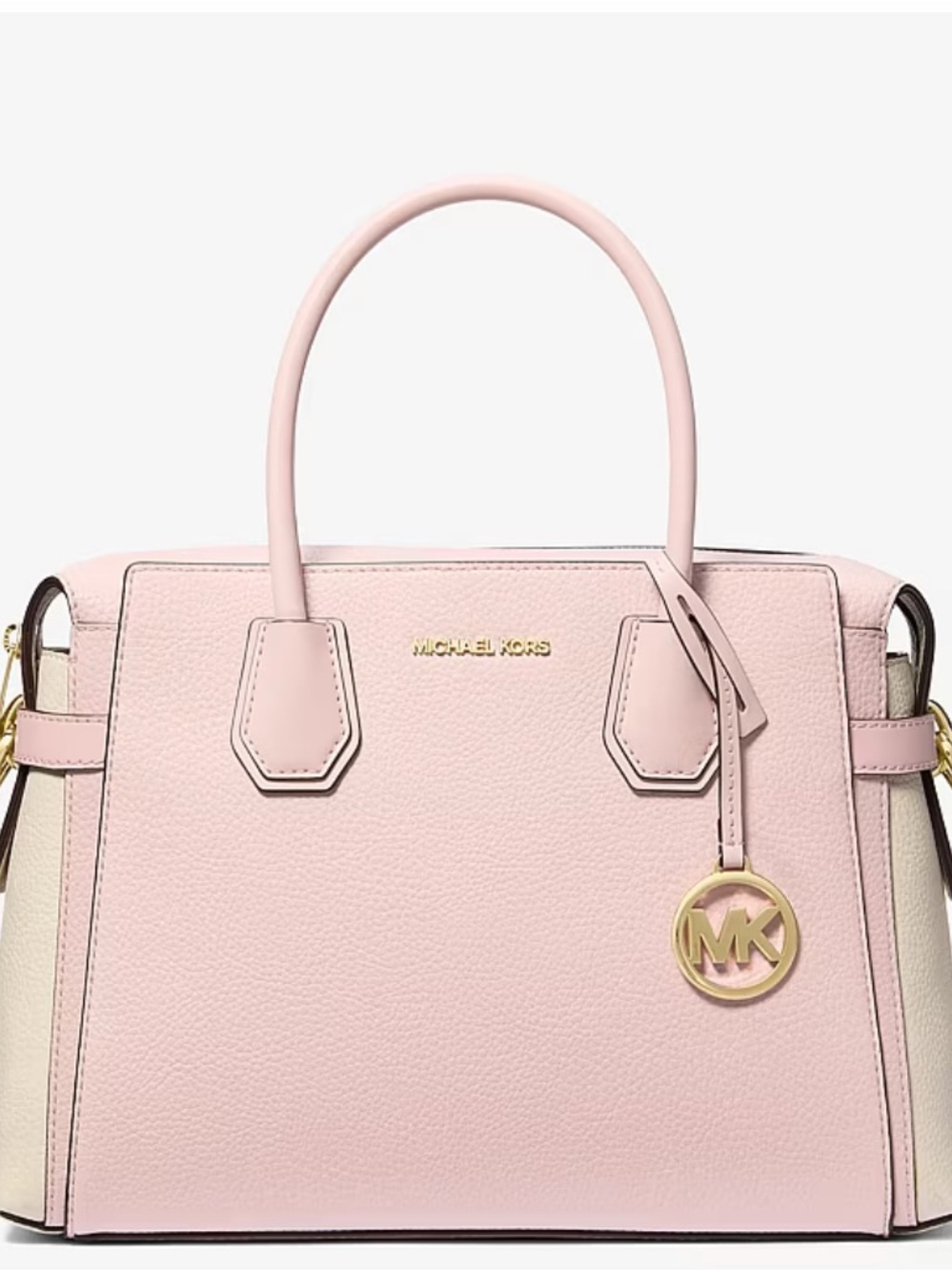 Michael Kors Blush Pink Leather Satchel with Gold MK Charm